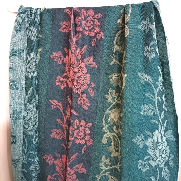 Pashmina Teal, Pink, Blue, Floral Scarf Cashmere, and Silk - Picture 3 of 9